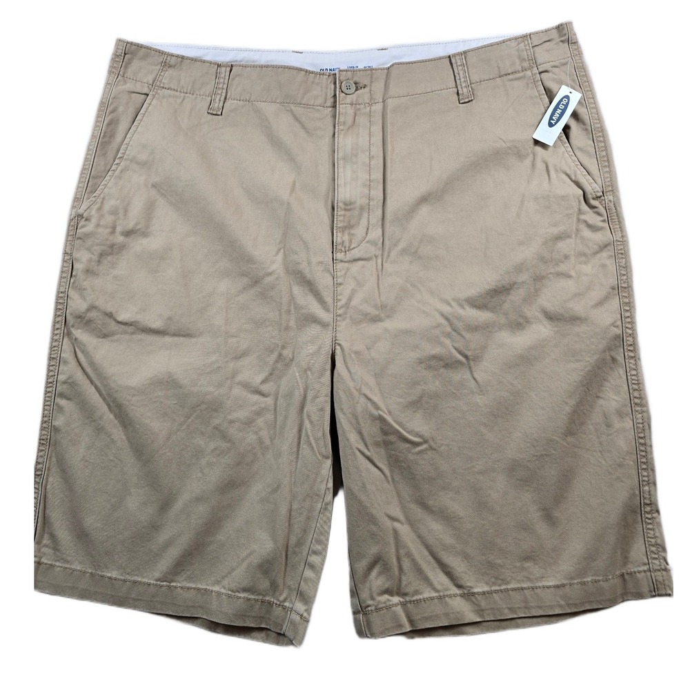 Old Navy Chino Shorts Mens 44 Tall Tan Khaki Cotton Lived-In Straight 10.5" NEW